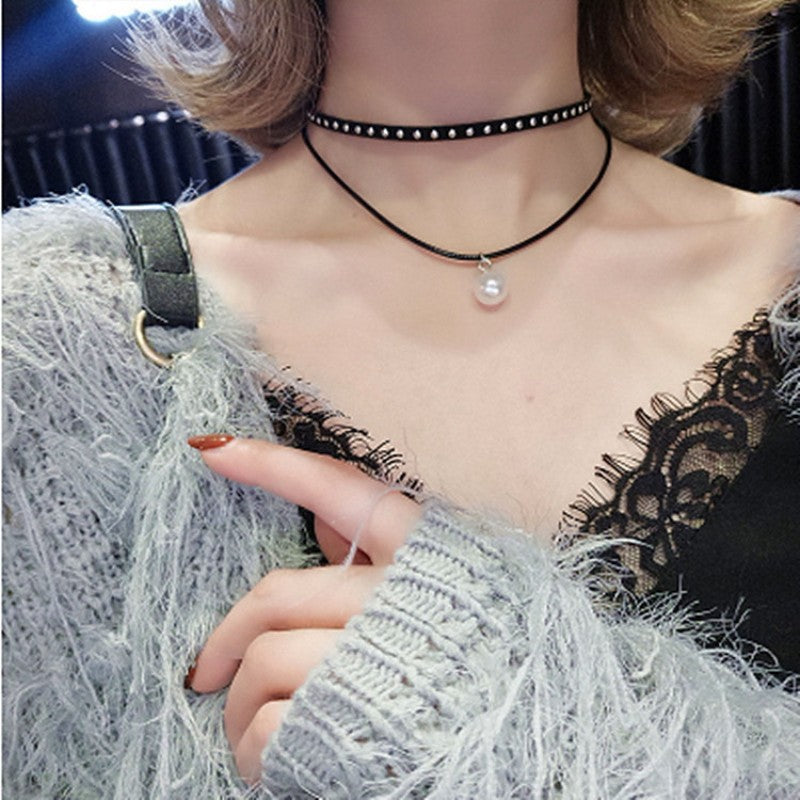 Black Necklace Clavicle Chain Advanced Sense Neckband Necklet Neck Accessories