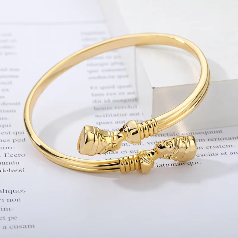European And American Style Egyptian Pharaoh Head Hook Bracelet