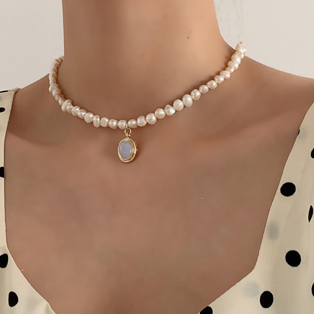 Pearl Clavicle Chain Jewelry Moonstone Pendant Necklace