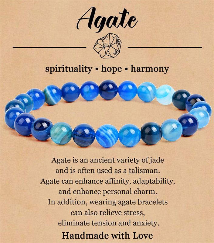 8mm Natural Stone Elastic Beaded Bracelet