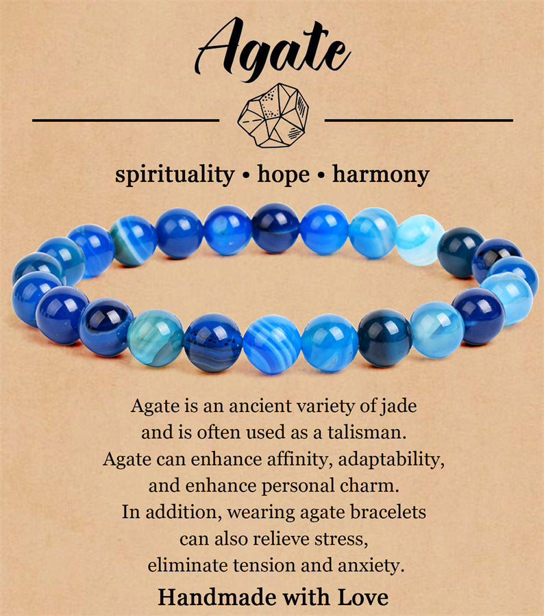 8mm Natural Stone Elastic Beaded Bracelet