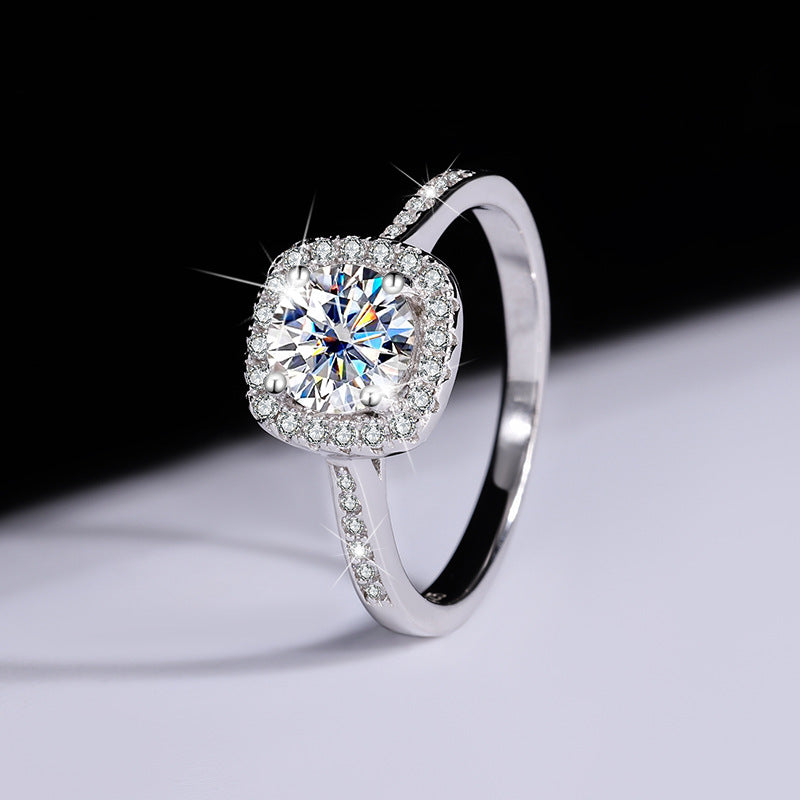 S925 Sterling Silver Moissanite Ring Women