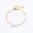 Gold Three Natural Freshwater Pearl Bracelet
