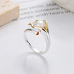Leaf Color Matching Pearl Light Luxury Exquisite Open Ring
