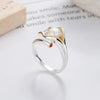 Leaf Color Matching Pearl Light Luxury Exquisite Open Ring