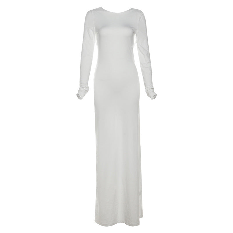 Fashion Slim Fit Backless Long Sleeve Dress Women