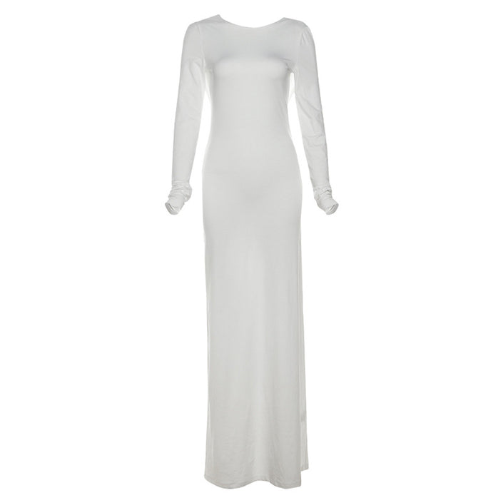 Fashion Slim Fit Backless Long Sleeve Dress Women