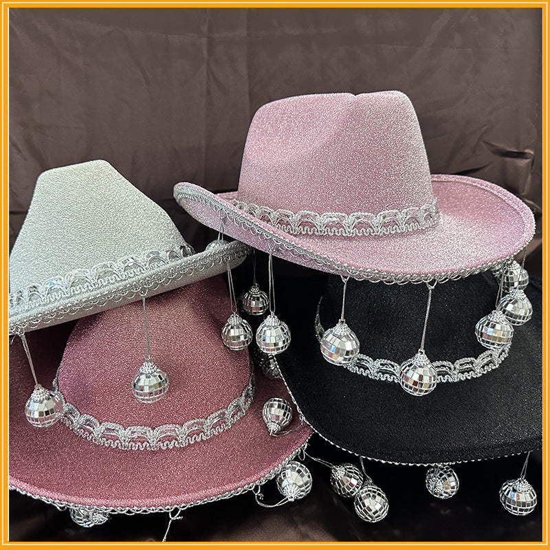 Gold Powder Ball Carnival Party Nightclub Cowboy Hat Halloween Costume