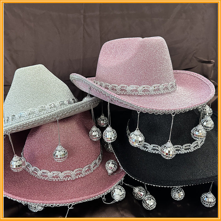 Gold Powder Ball Carnival Party Nightclub Cowboy Hat Halloween Costume