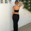 Backless Gauzy Stitching Tube Top Dress Women