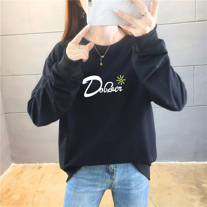 Women's Fashion Casual Letter Crew Neck Top