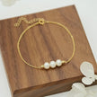 Gold Three Natural Freshwater Pearl Bracelet