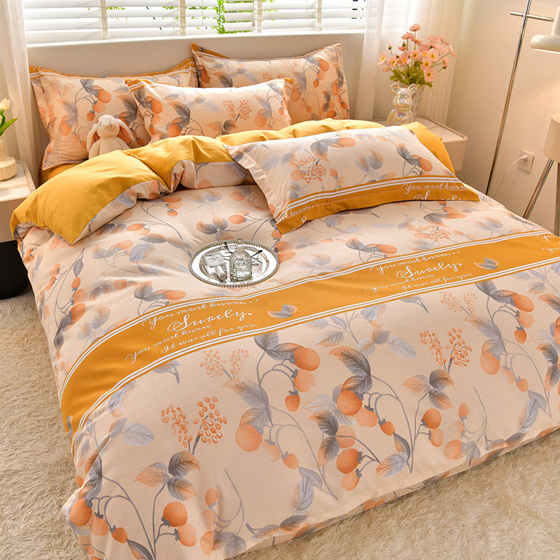 Household Pure Cotton Four-piece Set Sanded Sheets Bedding