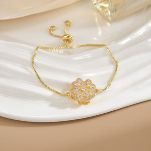 Simple Rotatable Flower Color-preserving Pure Copper Gold-plated Bracelet