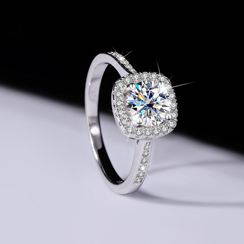 S925 Sterling Silver Moissanite Ring Women