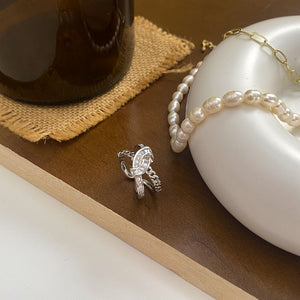 Zircon Full Diamond Knot Chain Strip Index Finger Ring For Women