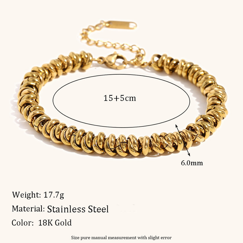 Women's Simple Niche Design Necklace Two-tone Ring Bracelet