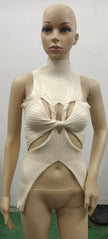 Irregular Sleeveless Hollow-out Twisted Wool Vest For Women