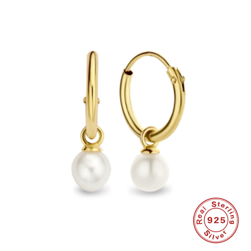 Sterling Silver Pearl Grace High-grade Thin Earrings