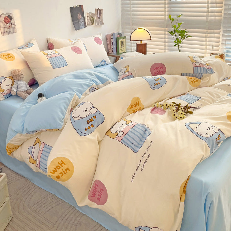 Washed Cotton Four-piece Bedding Set Student Dormitory