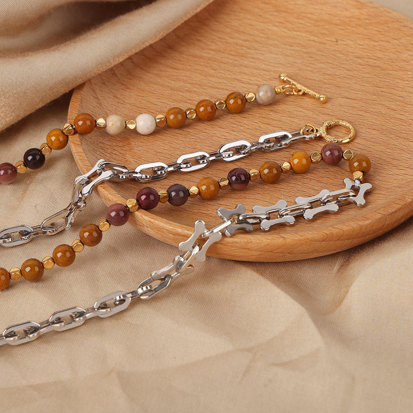 Cool Style Retro Titanium Steel Personalized Beaded Necklace