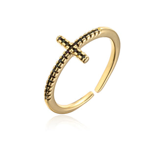 New Copper Plating 18K Gold Micro Inlaid Zircon Drop Oil Geometric Open Ring For Women