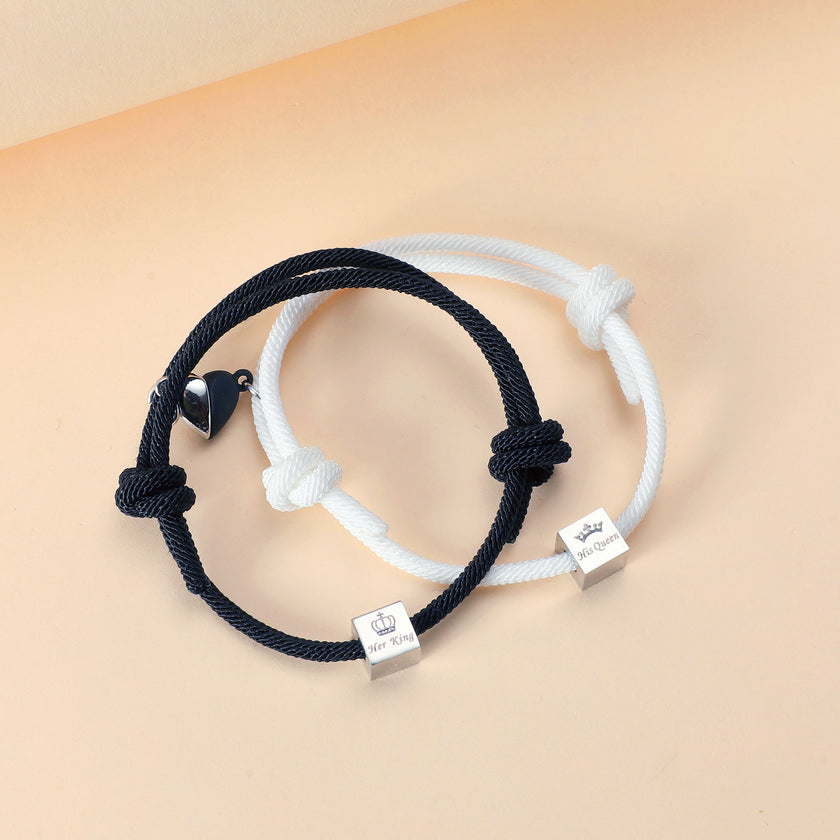 Couple Bracelet Europe And America Creative Stainless Steel King Queen