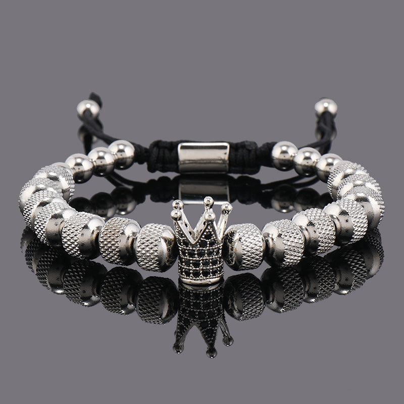 Large Size Stainless Steel Pineapple Beads Crown Bracelet
