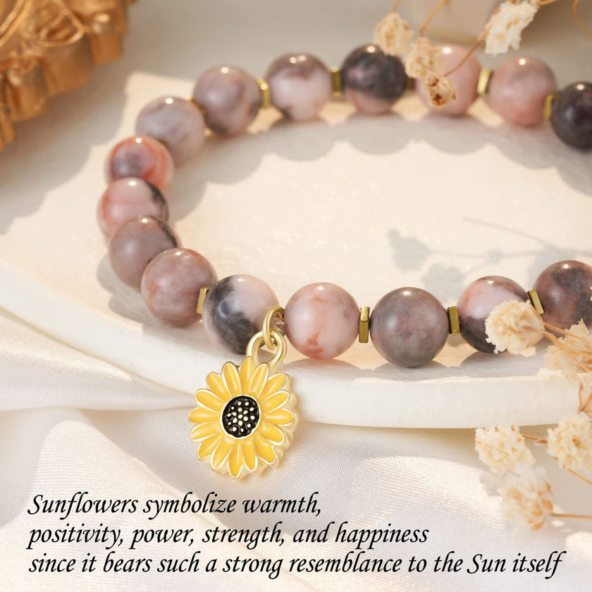 Zebra Sunflower Bracelet Natural Stone Bracelet