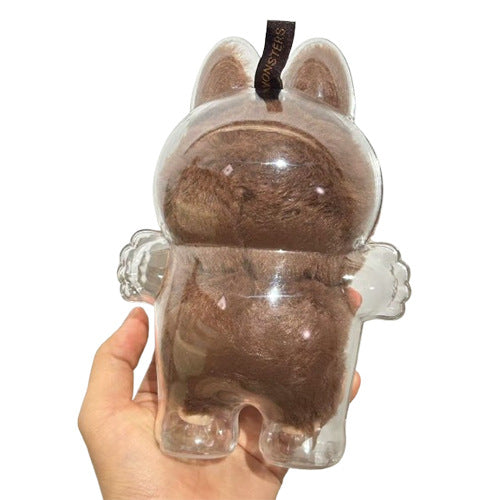 Protective Cover for LABUBU Plush Figure Doll, Plastic Protective Cover for LABUBU The Monsters Figure Keychain, Storage Transparent PVC Keychain Model Walking Display Bag for Fan Collection