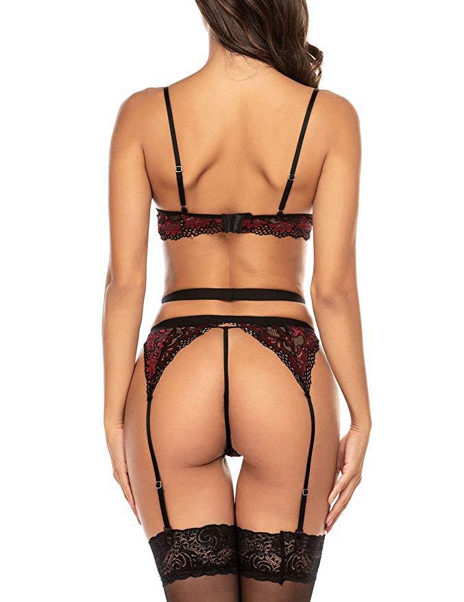 European And American Women's Embroidered Lace Underwear Suit