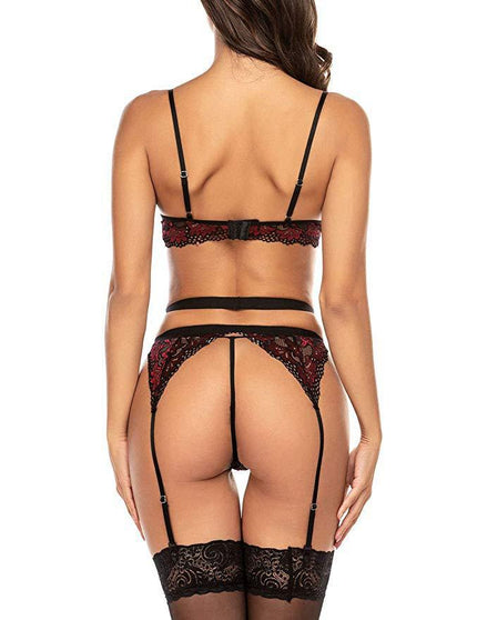 European And American Women's Embroidered Lace Underwear Suit