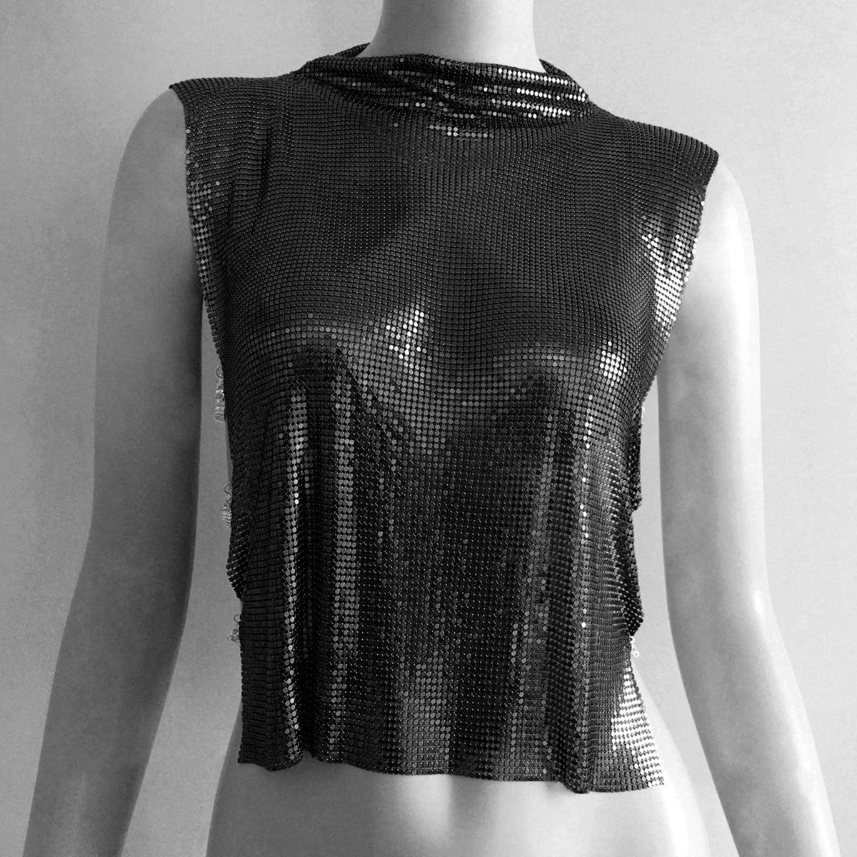 Personalized Metal Sequins Sleeveless Top For Women