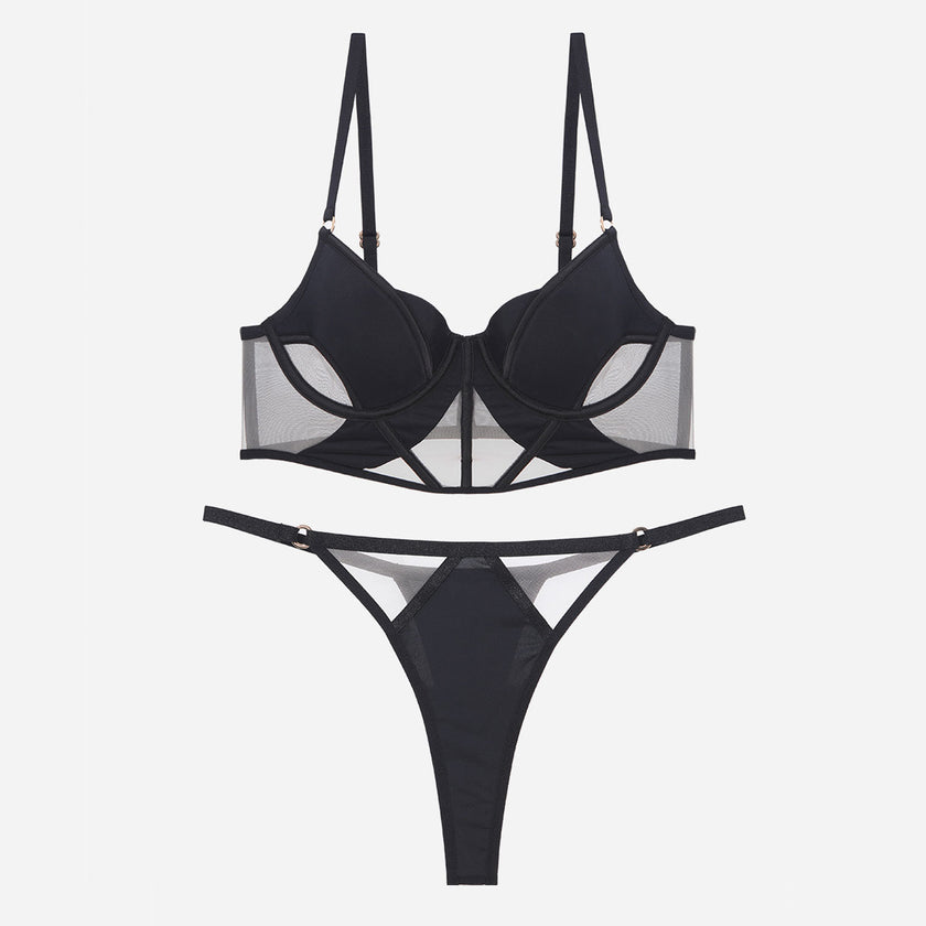 Glossy Mesh Hollow French Underwear Women