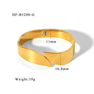 Hip Hop Style Exaggerated Wide Surface Simple Style Fine Polishing High Quality Mirror Personalized Opening Bracelet Heavy Industry