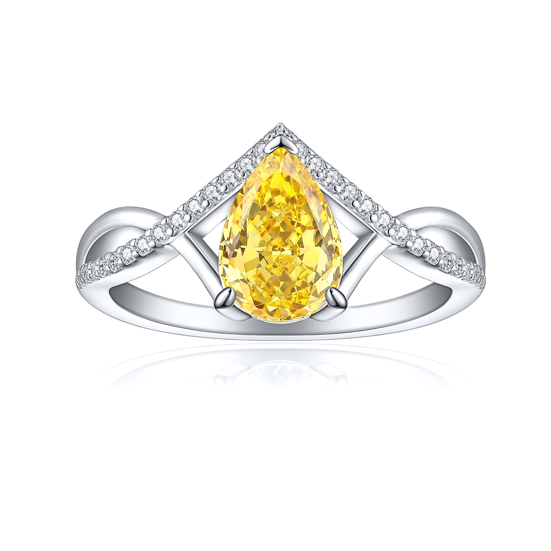 S925 Sterling Silver Inlaid High Carbon Rhinestone Ring Women