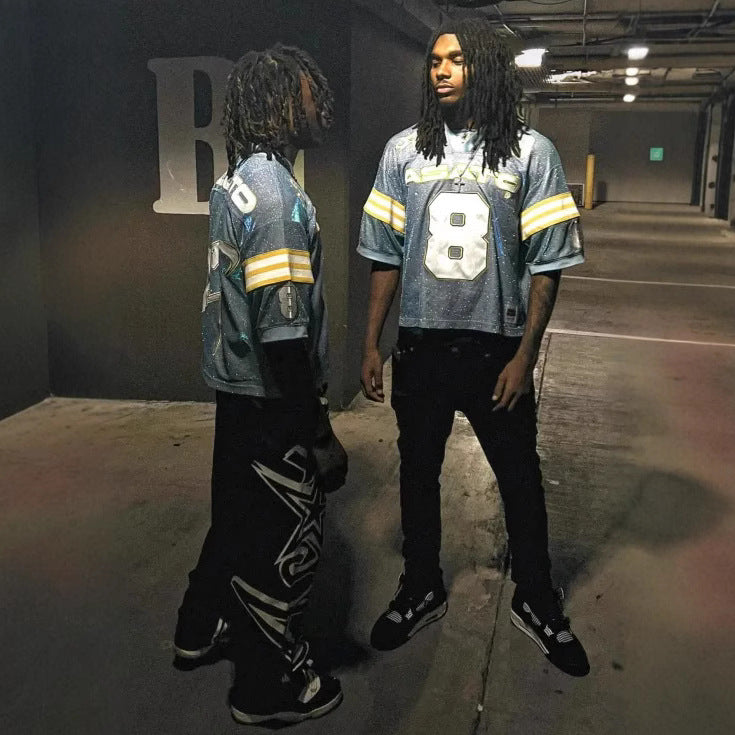 Loose V-neck Sports Fluorescent Sweatshirt T-shirt For Men And Women