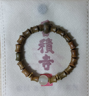Vintage Single Circle Luminous Natural Green Sandalwood Bamboo Bracelet