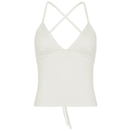 Solid Color And V-neck Hollow Out Strap Short Exercise Skirt Suit