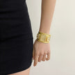 Heavy Industry Gold Large Square Crystal Wide Bracelet