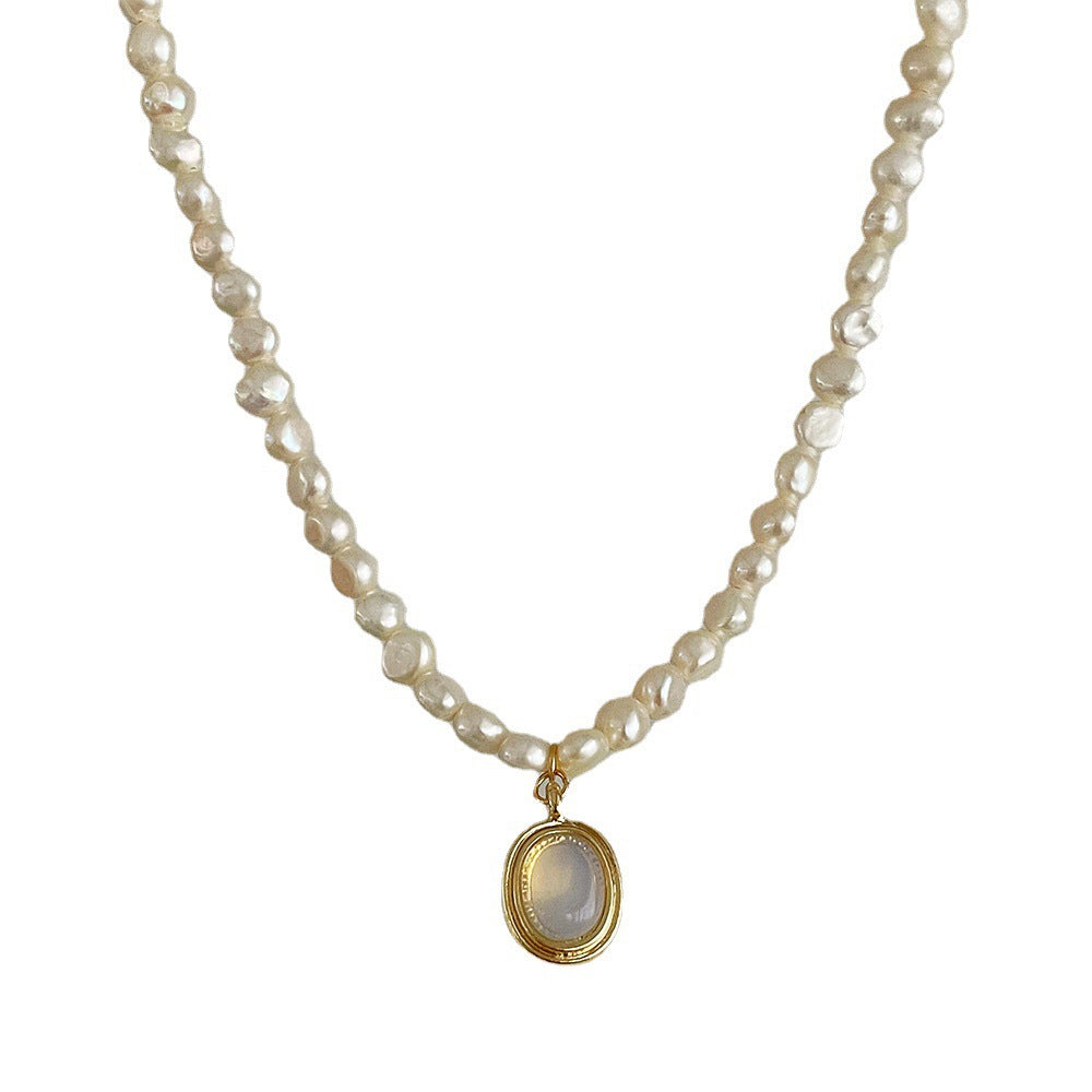 Pearl Clavicle Chain Jewelry Moonstone Pendant Necklace