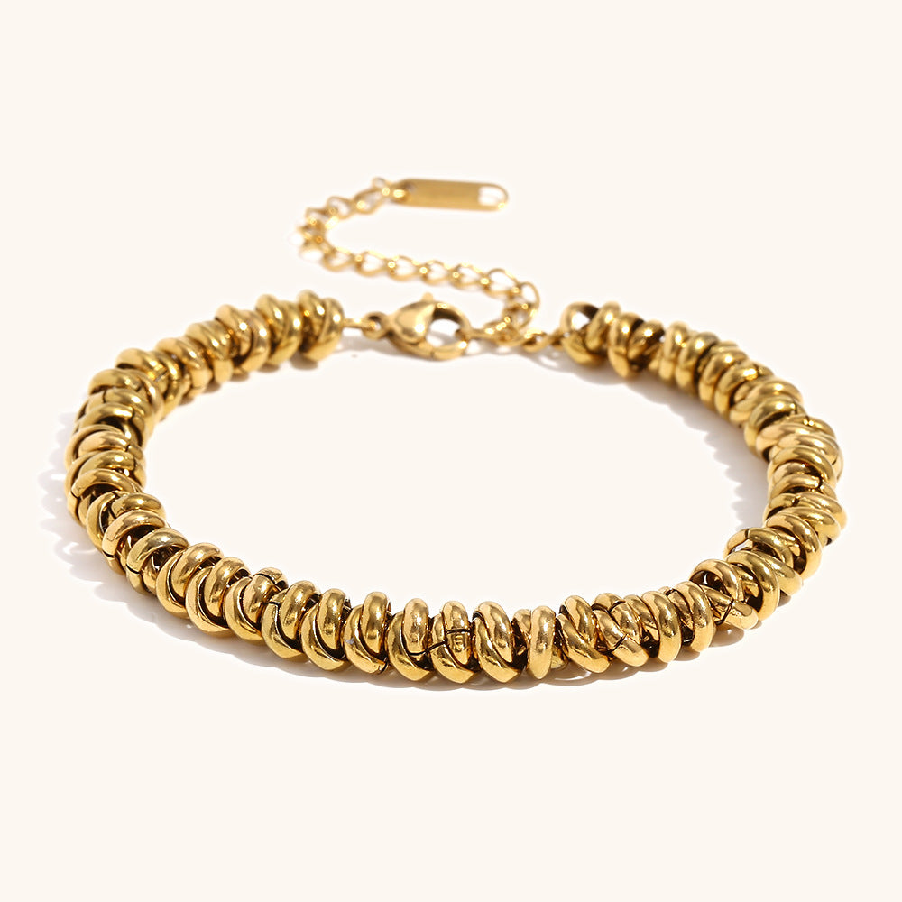 Women's Simple Niche Design Necklace Two-tone Ring Bracelet