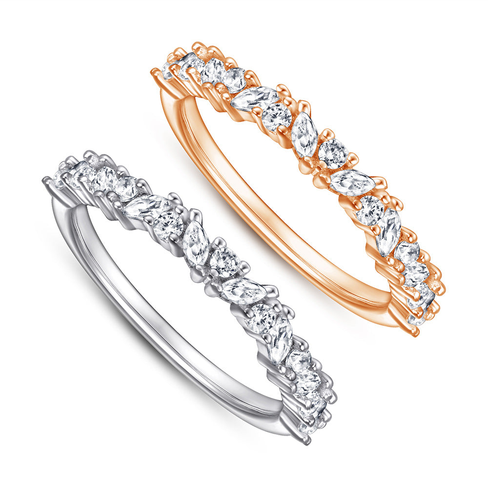 Sterling Silver Flowers Rose Gold Fashion Elegant Ring For Women