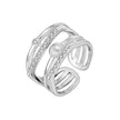 Sterling Silver Pearl Eardrop Frame Women's Multi-layer Open Ring