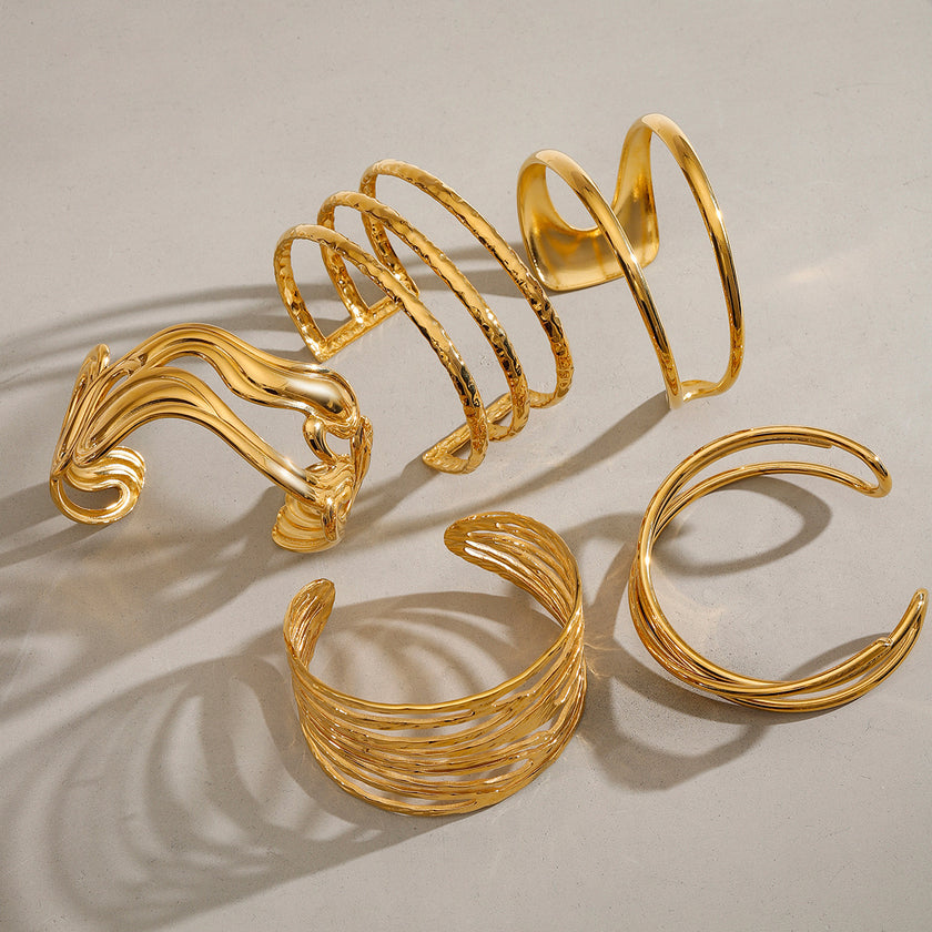 Irregular Lines Multi-layer Hollow Open-end Bracelet Retro Personality