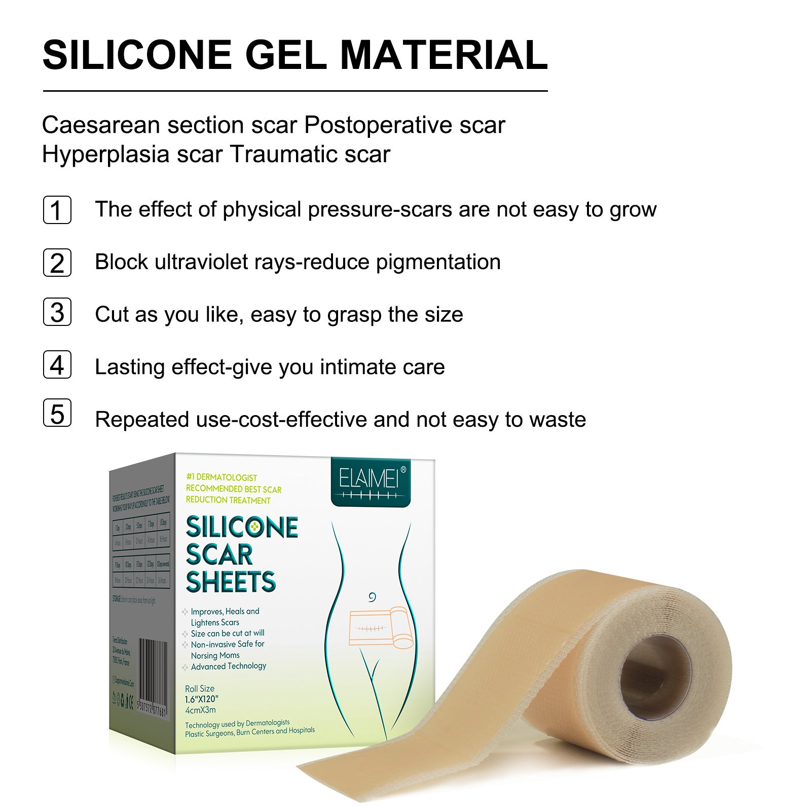 Skin Repair Acne Trauma Burn Scar Silicone Gel Patch Removal Scar Stickers Medical Treatment Sheet Tape
