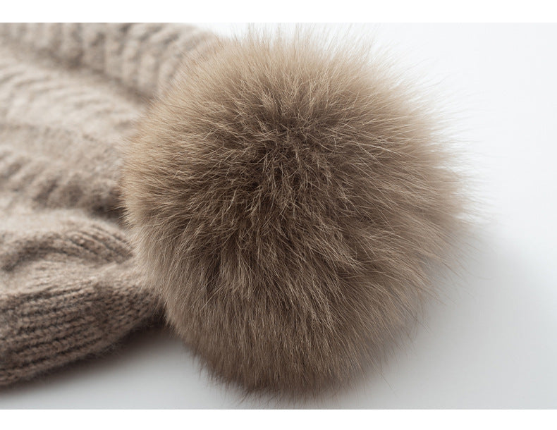 New Cashmere Ear Protection Twisted Thickened Solid Color Wool Knitted Hat