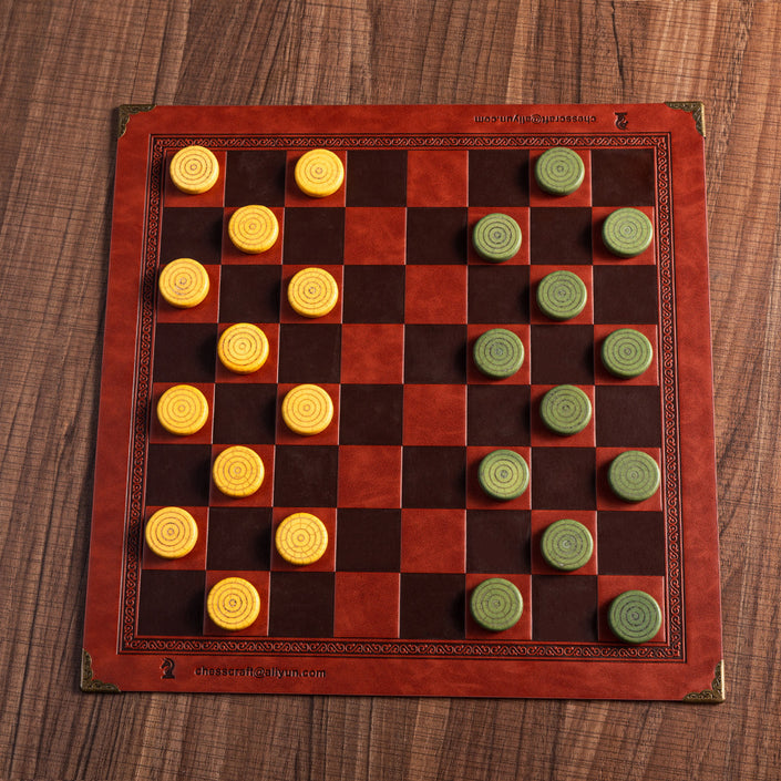 Stone Checkers Board Game With Leather