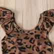 Flying Sleeve One-piece Girl Leopard Pattern Swimming Suit