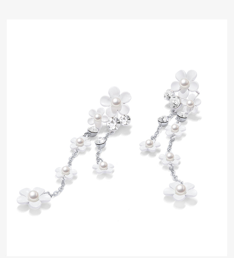 Women's Fashion Long Flower Tassel Earrings